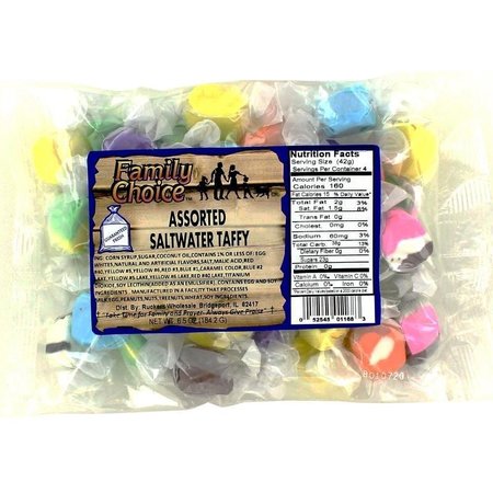FAMILY CHOICE Taffy Candy, Assorted Fruits Flavor, 65 oz 1168